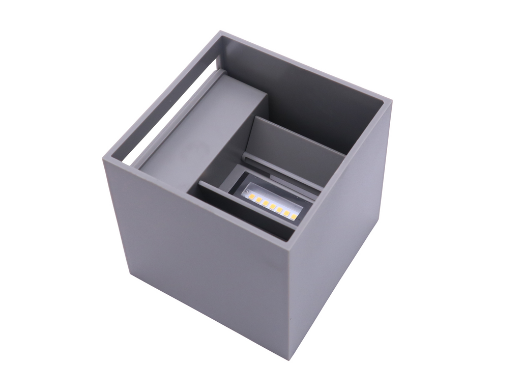 Buitenwandlamp LED 2x3W 4000K IP54 grijs CUBE LITE