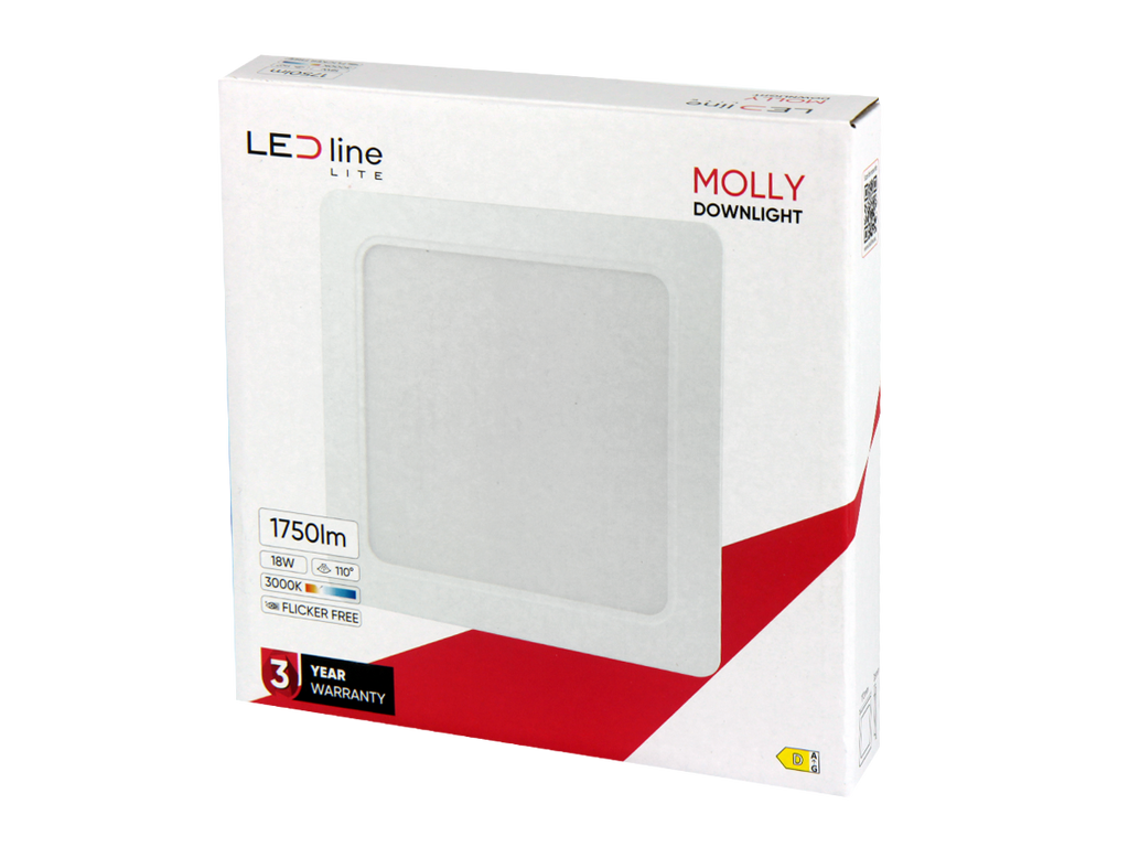 Downlight MOLLY 3000K 18W 1750lm vierkant IP20 Wit LITE