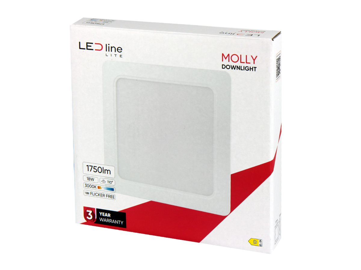 Downlight MOLLY 3000K 18W 1750lm vierkant IP20 Wit LITE