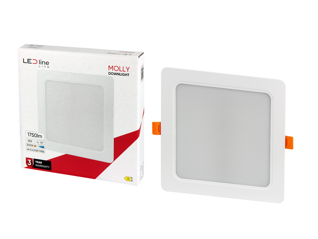Downlight MOLLY 3000K 18W 1750lm vierkant IP20 Wit LITE