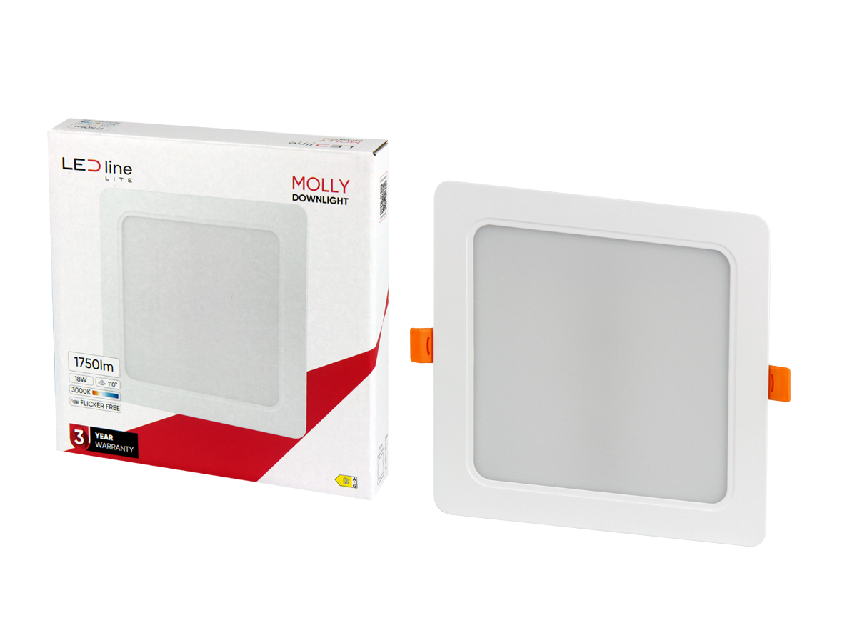 Downlight MOLLY 3000K 18W 1750lm vierkant IP20 Wit LITE
