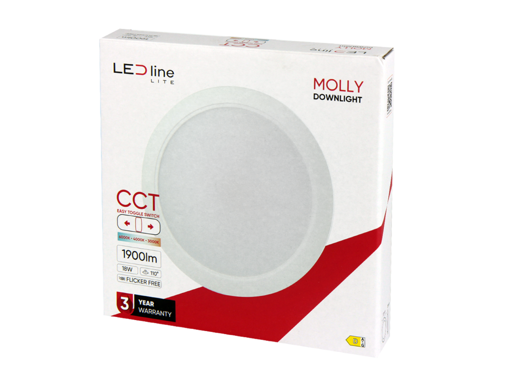 Downlight MOLLY 3CCT(3K/4K/6K) 18W 1900lm rond IP20 Wit LITE
