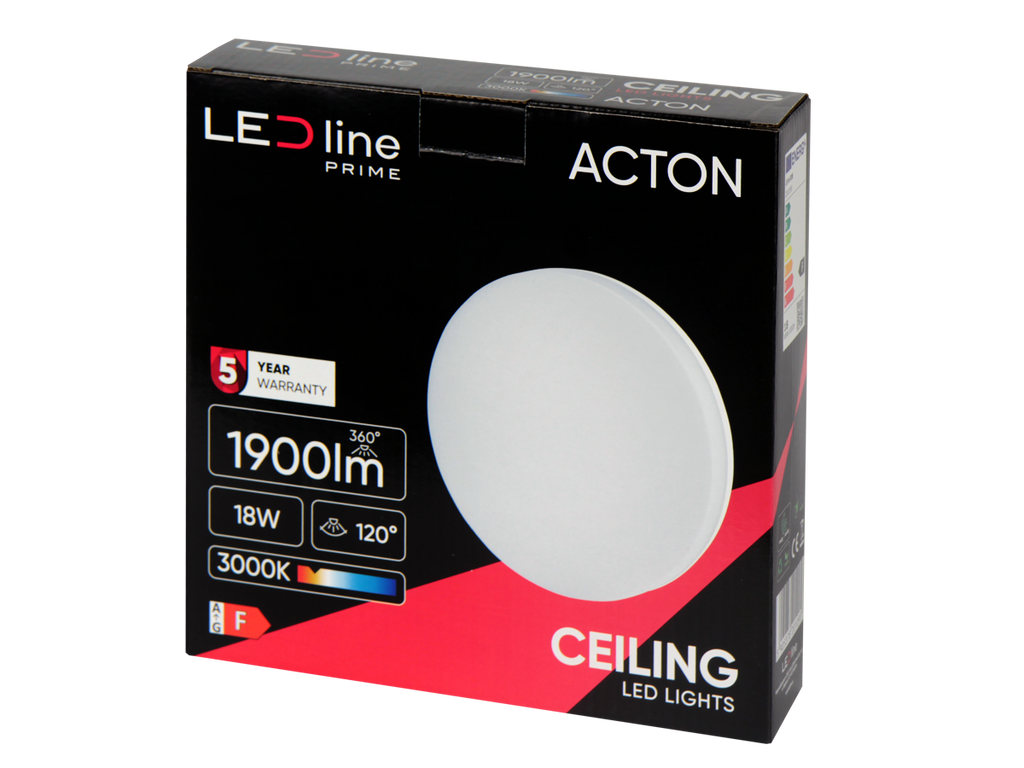 plafondlamp ACTON 3000K 18W 1900lm rond IP54 wit PRIME