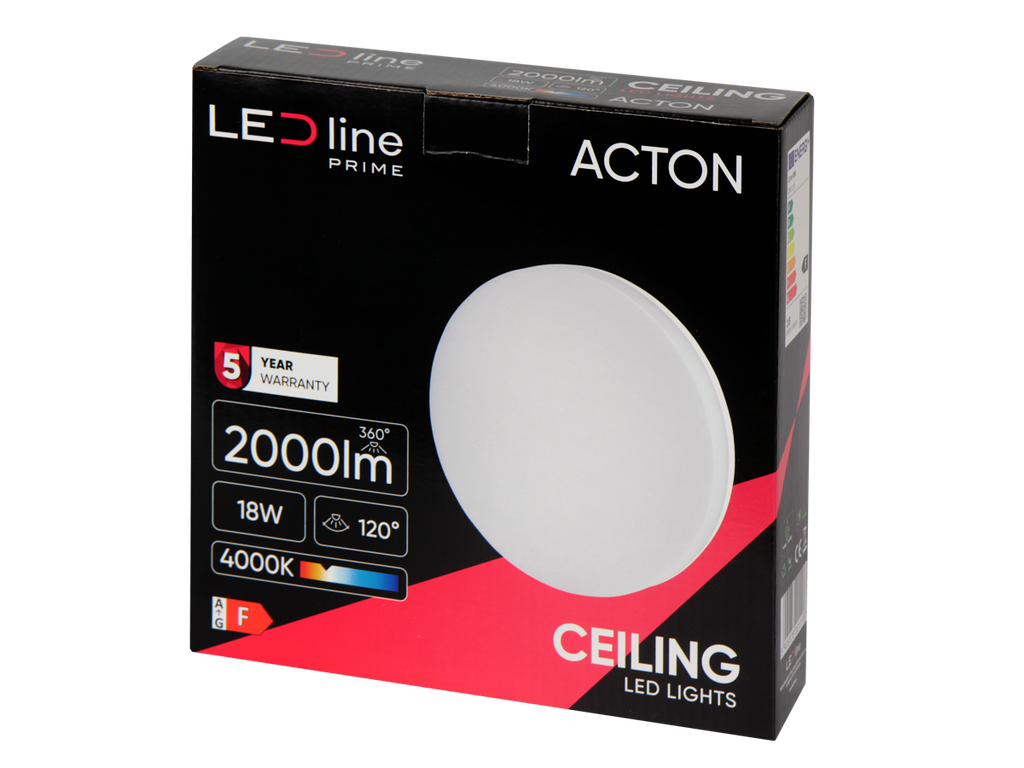 plafondlamp ACTON 4000K 18W 2000lm rond IP54 wit PRIME