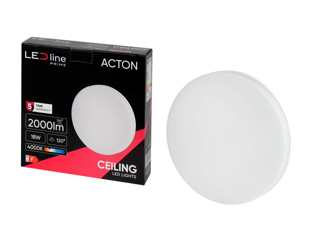 plafondlamp ACTON 4000K 18W 2000lm rond IP54 wit PRIME