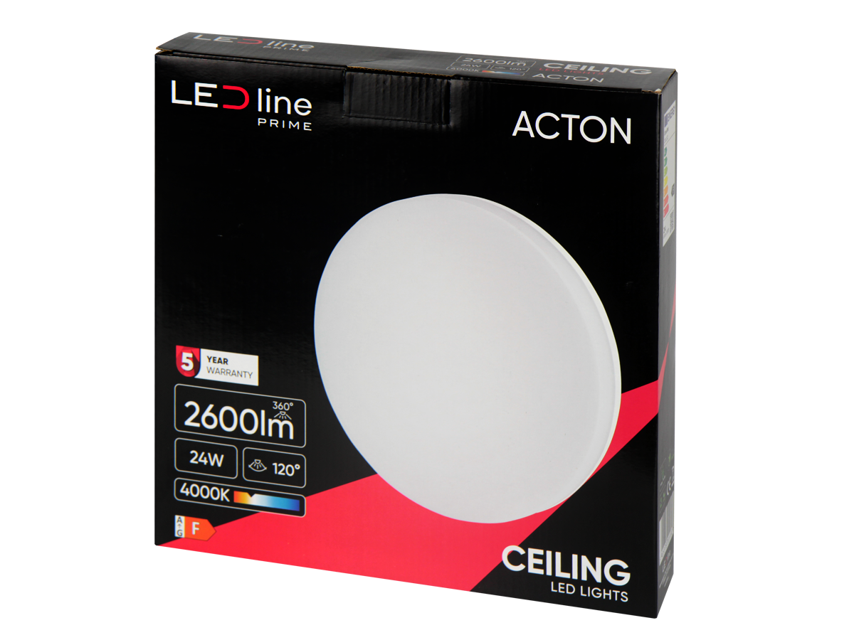 plafondlamp ACTON 4000K 24W 2600lm rond IP54 wit PRIME