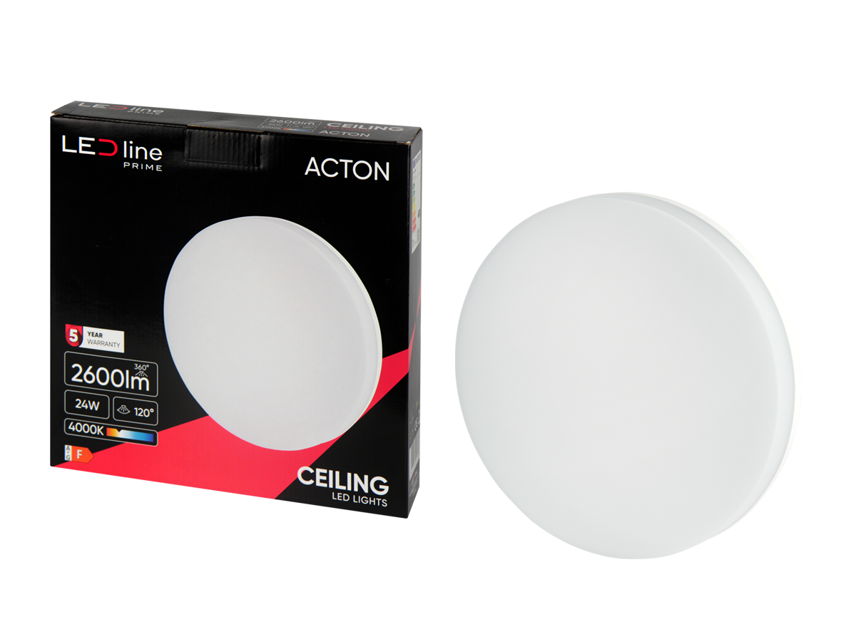 plafondlamp ACTON 4000K 24W 2600lm rond IP54 wit PRIME