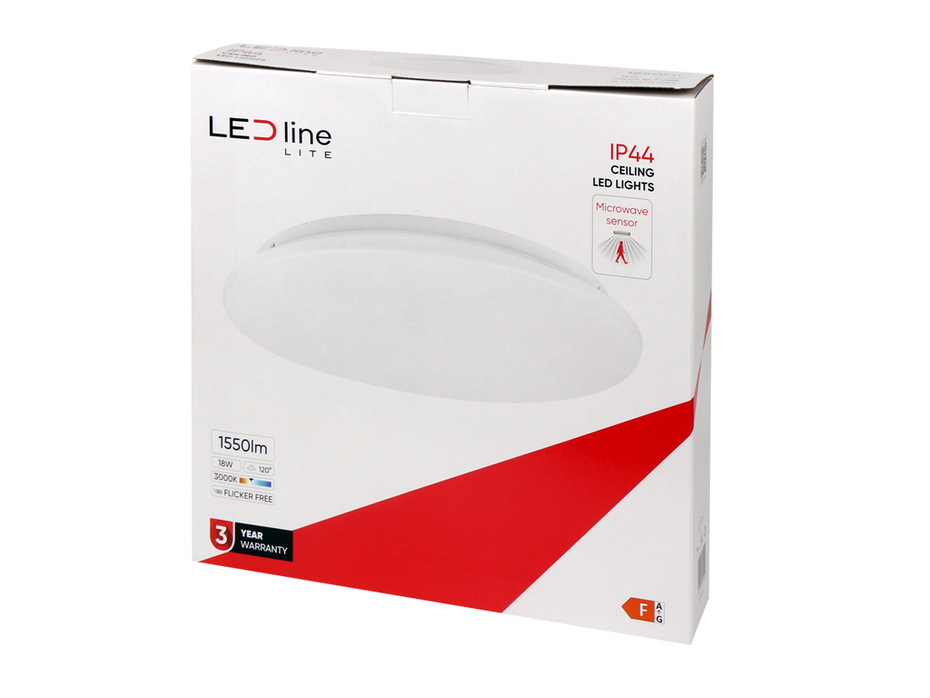 plafondlamp 3000K 18W 1450lm rond IP44 wit LITE bewegingssensor