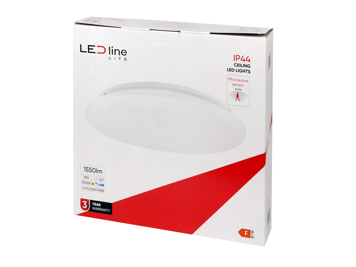 plafondlamp 3000K 18W 1450lm rond IP44 wit LITE bewegingssensor