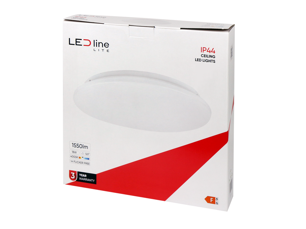 Plafonlamp 4000K 18W 1550lm rond IP44 wit LITE