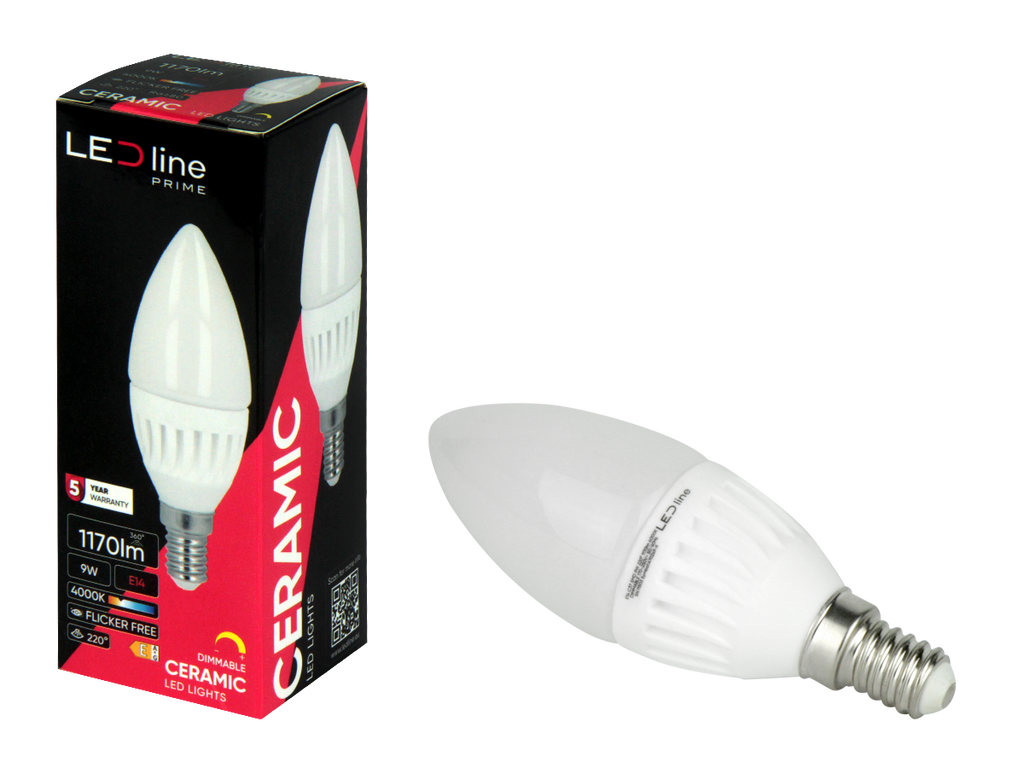 LED-lamp E14 2700K 9W 1170lm 230V 220 ° C37 DIM Keramiek PRIME