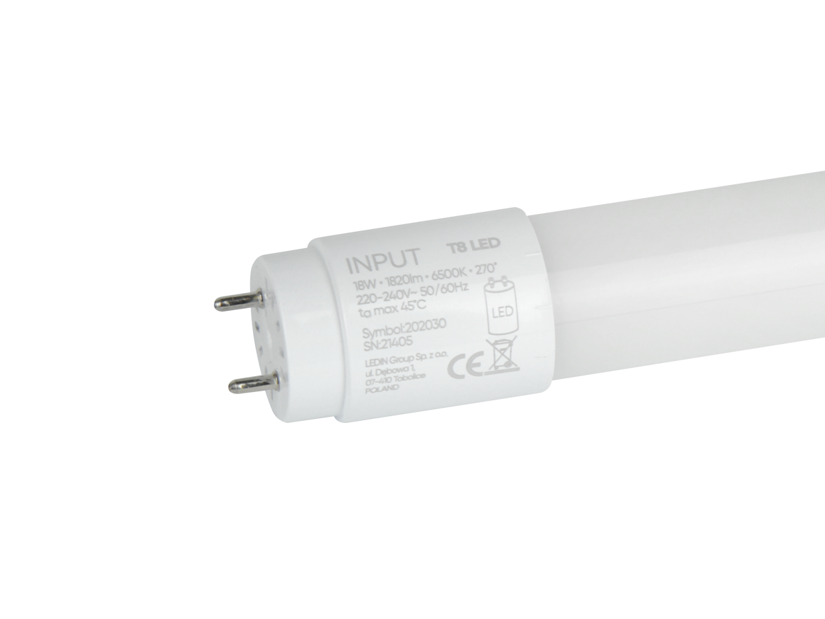 LED lamp NANO T8 G13 6500K 18W 1820lm 230V 270 ° PC LITE