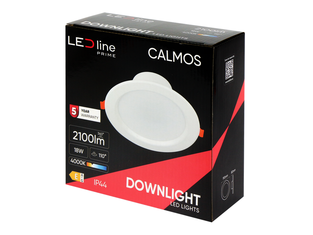 Downlight CALMOS 4000K 18W 2100lm rond IP44 Wit PRIME