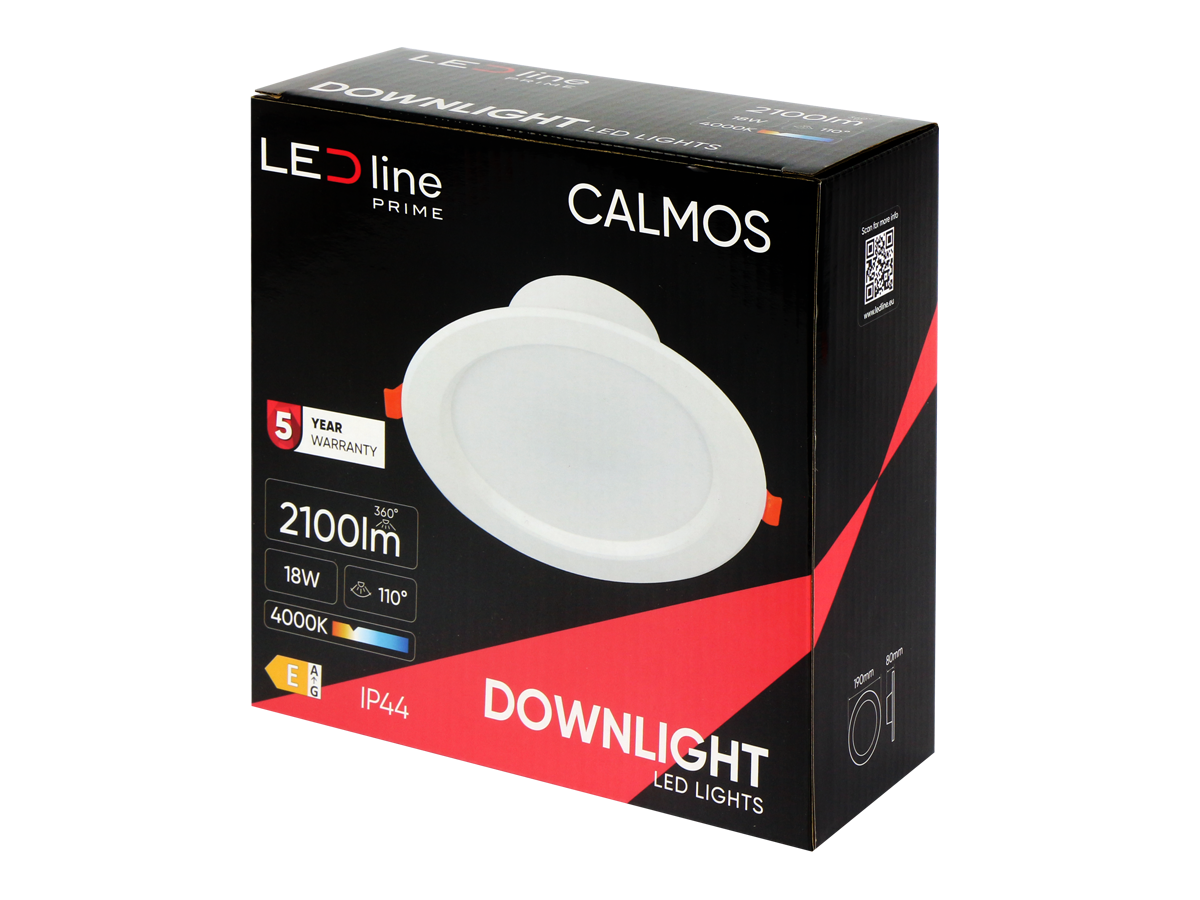 Downlight CALMOS 4000K 18W 2100lm rond IP44 Wit PRIME
