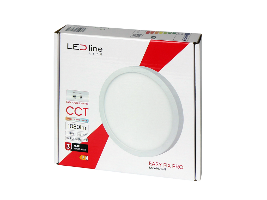 Downlight EASY FIX PRO 3CCT(3K/4K/5K) 12W 1080lm rond IP20 Wit LITE