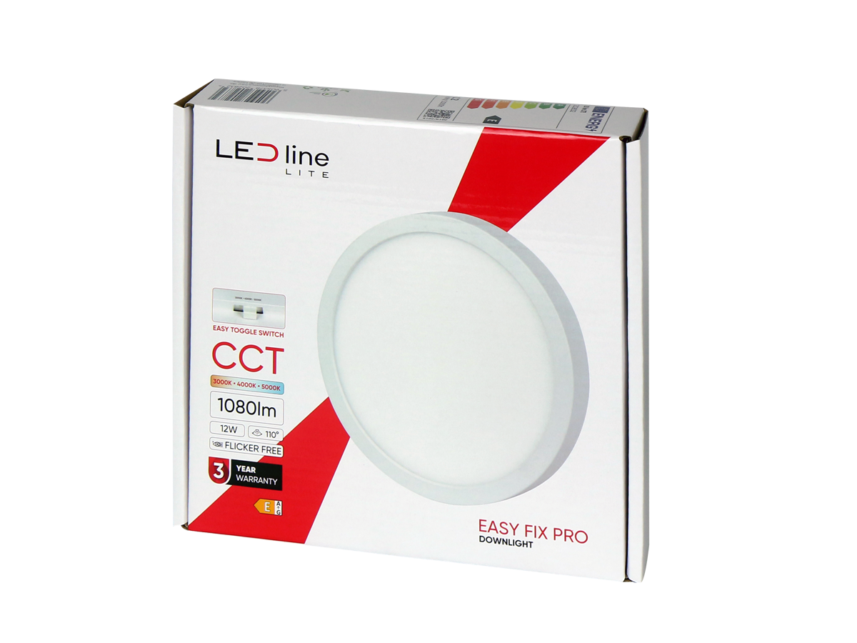 Downlight EASY FIX PRO 3CCT(3K/4K/5K) 12W 1080lm rond IP20 Wit LITE