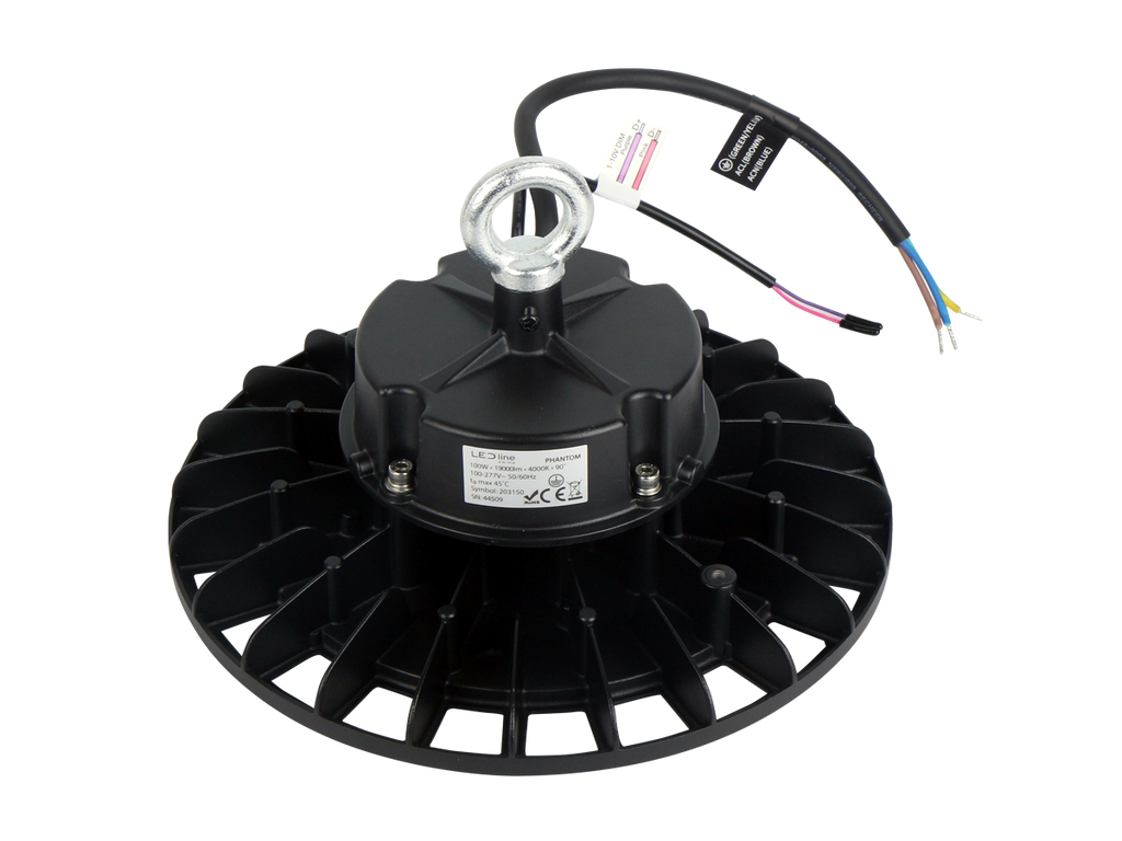 Highbay Armatuur PHANTOM 4000K 100W 19000lm 120° IP65 zwart PRIME 1-10V