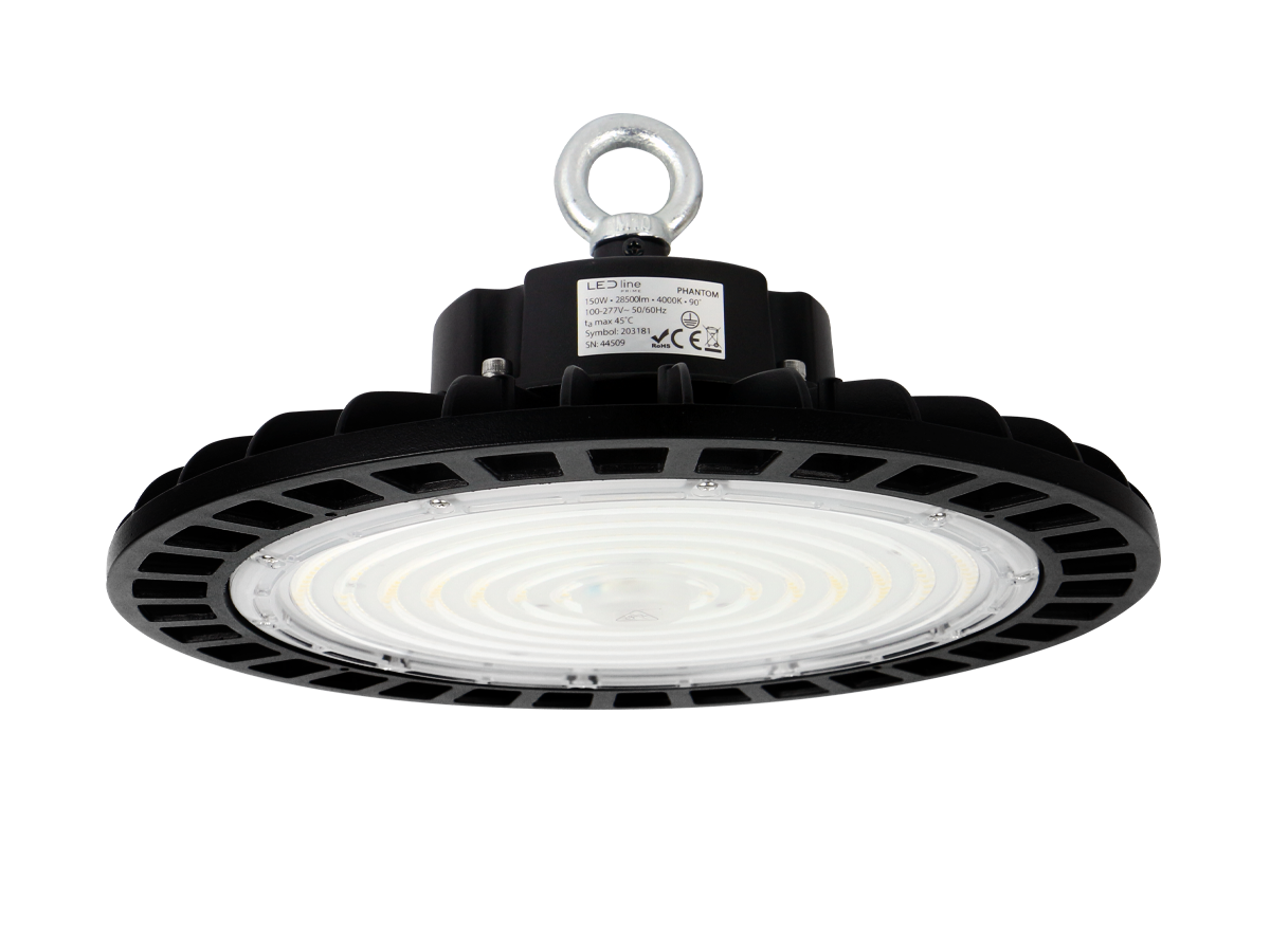 Highbay Armatuur PHANTOM 4000K 150W 28500lm 60° IP65 zwart PRIME 1-10V