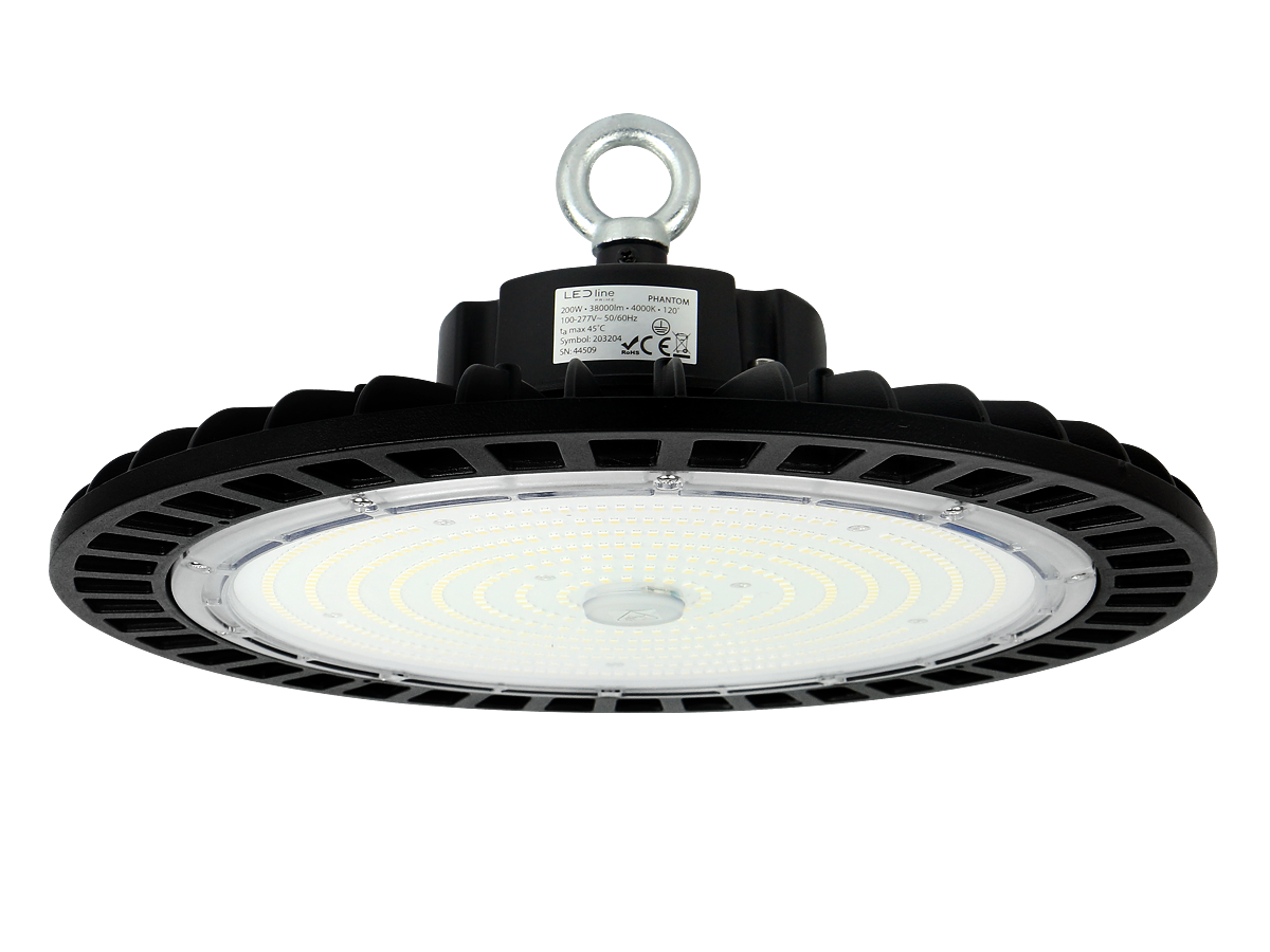 Highbay Armatuur PHANTOM 4000K 200W 38000lm 90° IP65 zwart PRIME 1-10V