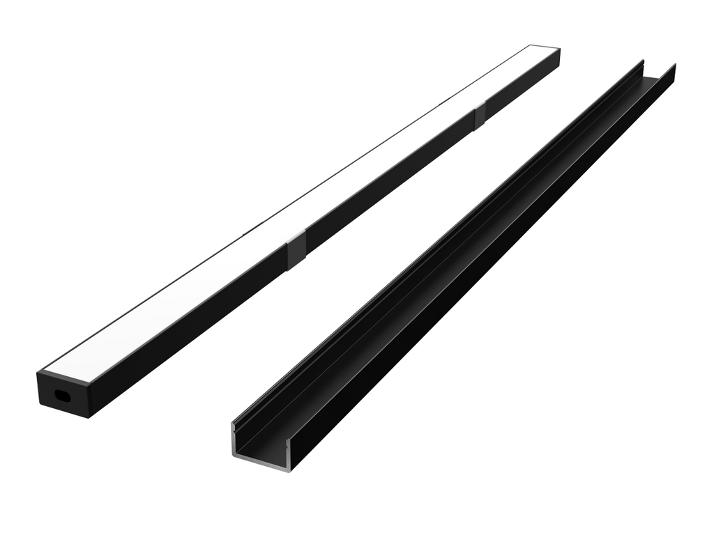 Zwart aluminium oppervlak profiel 2m - PRIME set