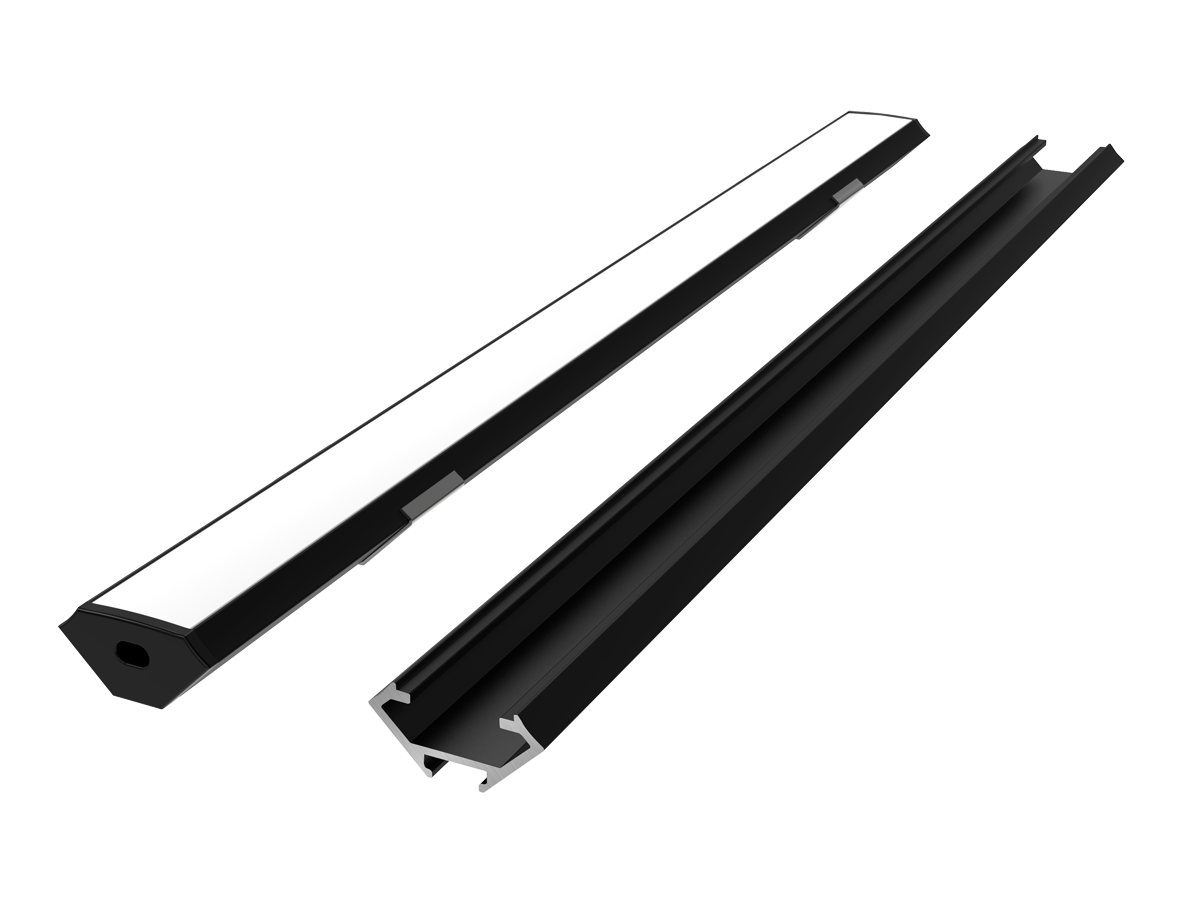 Aluminium hoekprofiel zwart 3m - PRIME set