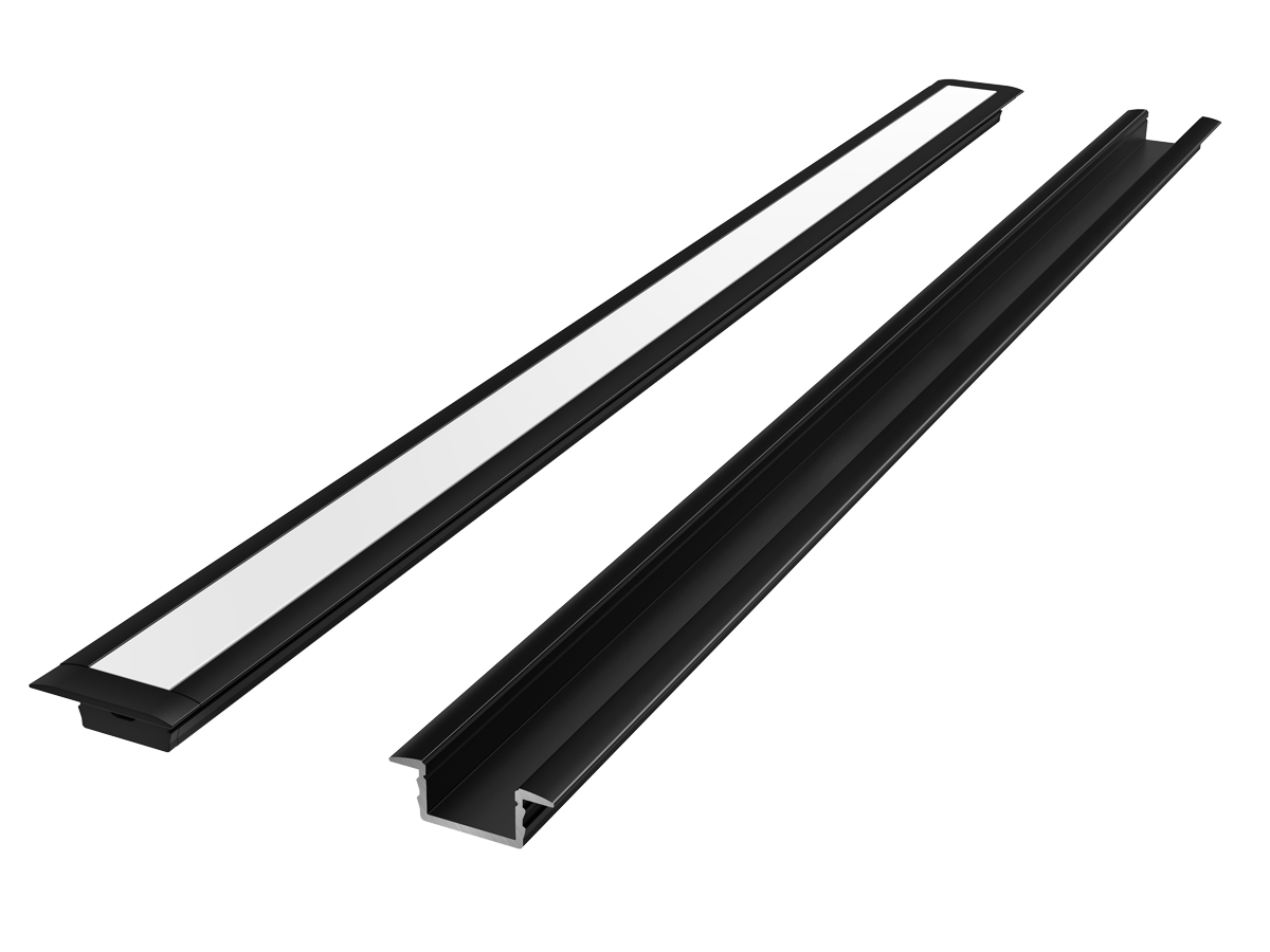 Inbouw aluminium profiel zwart 3m - PRIME set