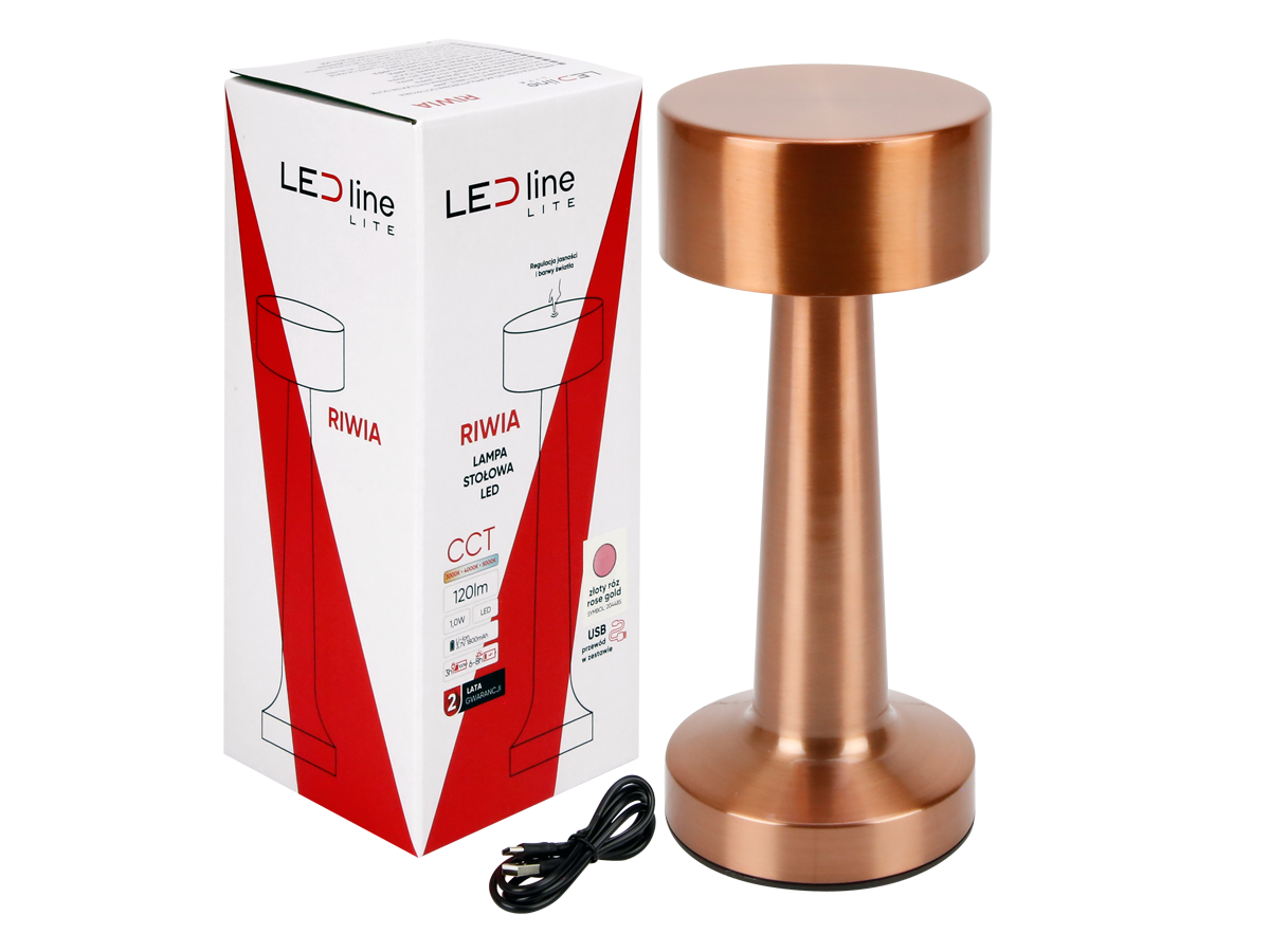 Tabellamp RIWIA 1.0W 120lm CCT gouden roos 1.8Ah