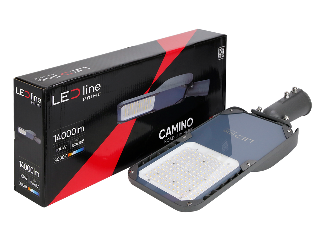 Wegverlichting Armatuur CAMINO 3000K 100W 13000lm IP66 grijs PRIME