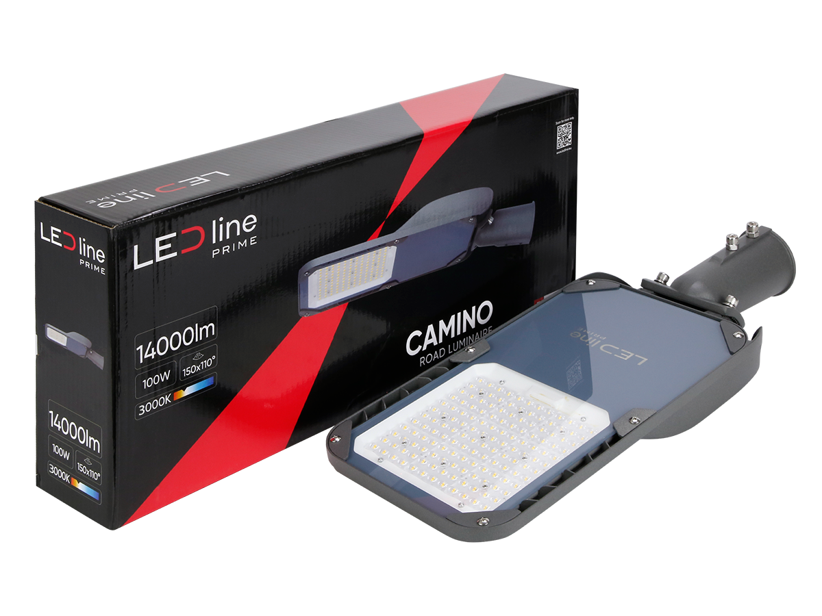 Wegverlichting Armatuur CAMINO 3000K 100W 13000lm IP66 grijs PRIME