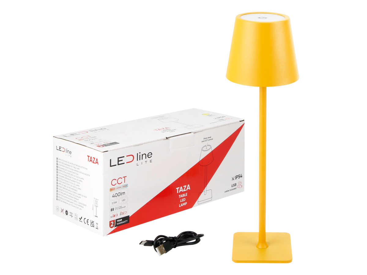 Tafellamp TAZA 3,5W 400lm CCT IP54 geel 2x2000mAh LITE