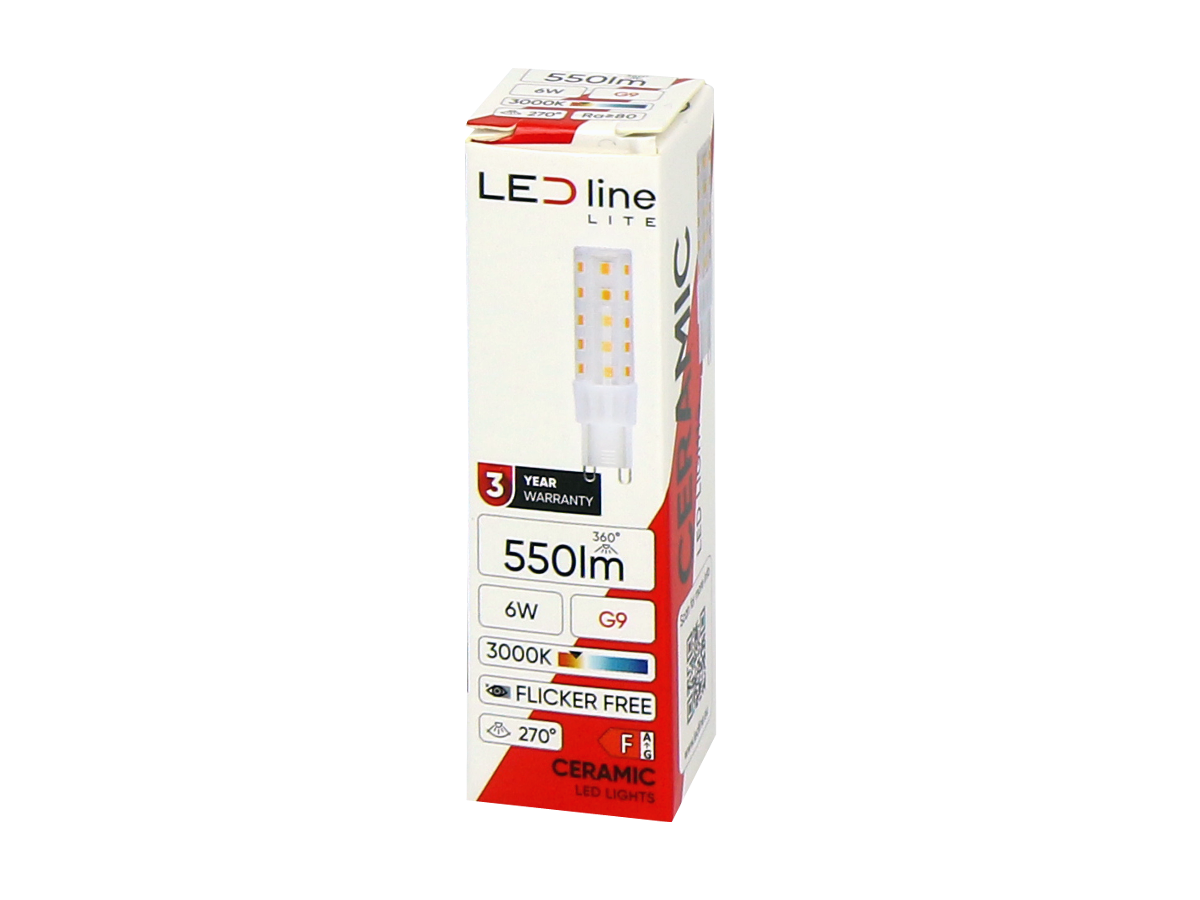 LED-lamp G9 3000K 6W 550lm 230V 270 ° LITE Keramiek