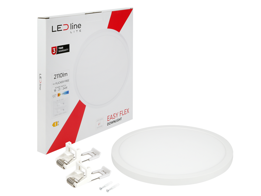 Downlight EASY FLEX 3CCT(3K/4K/5K) 18/21/24W 2110lm rond IP20 Wit LITE