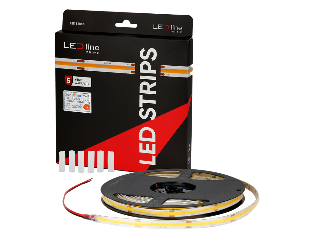 LED-strip 480 COB 24V 3000K 11W IP66 9mm 5m 1100lm/m PRIME