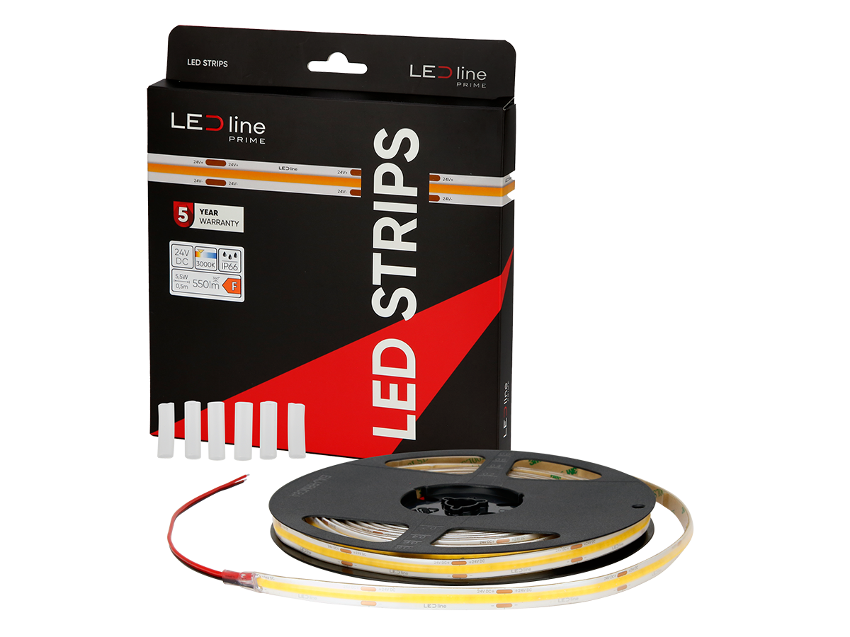 LED-strip 480 COB 24V 3000K 11W IP66 9mm 5m 1100lm/m PRIME