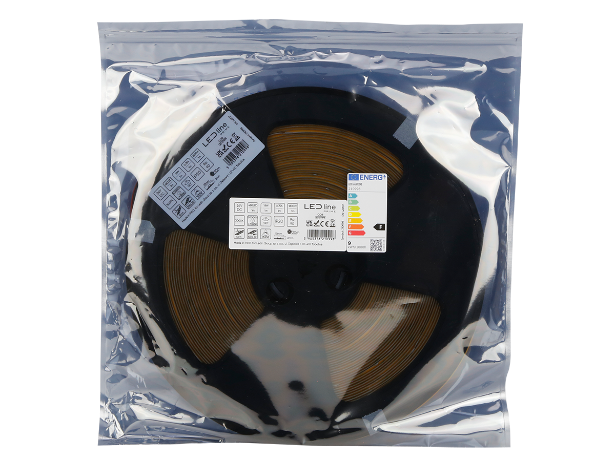 LED-strip 480 COB 24V 3000K 18W IP20 10mm 30m 1800/m PRIME
