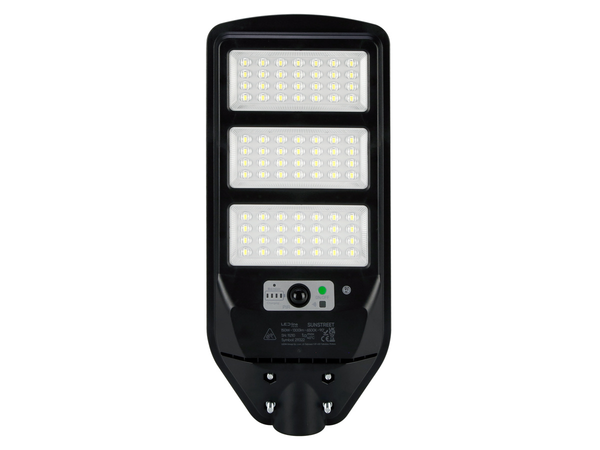 Solar straatlantaarn SUNSTREET 6500K 150W 1300lm IP54 zwart PRIME