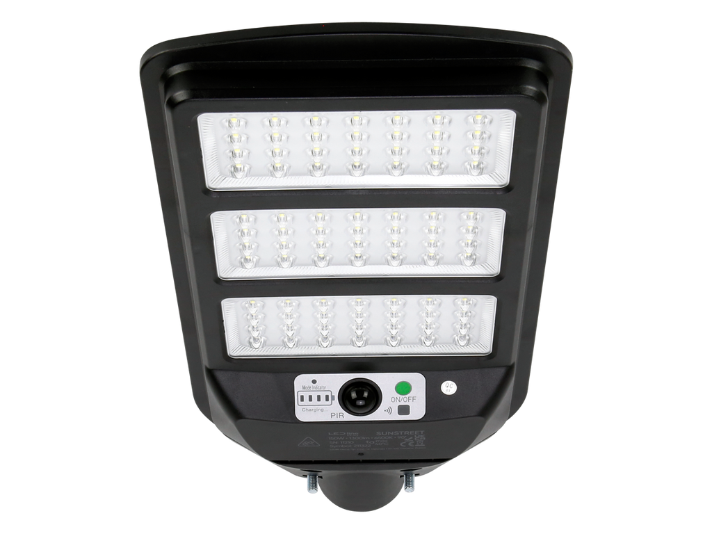Solar straatlantaarn SUNSTREET 6500K 150W 1300lm IP54 zwart PRIME