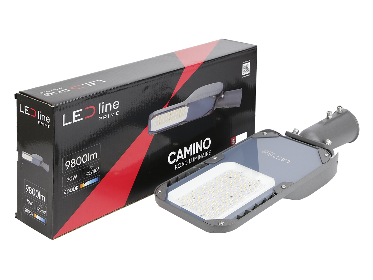 Wegverlichting Armatuur CAMINO 4000K 70W 9800 lm IP66 grijs PRIME