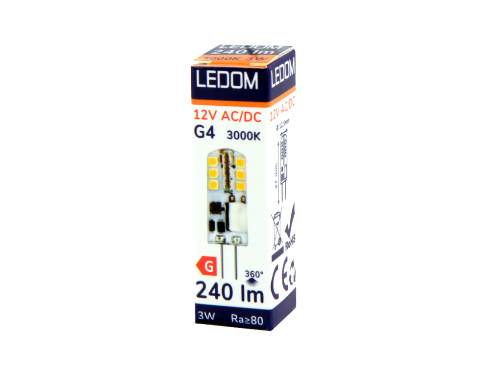 LED-lamp G4 3000K 3W 240lm 12V AC/DC 270 ° Silicium LITE