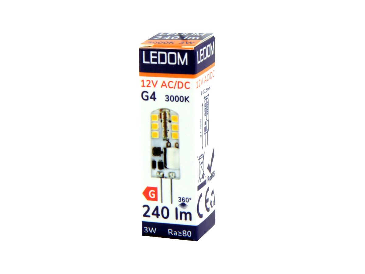 LED-lamp G4 3000K 3W 240lm 12V AC/DC 270 ° Silicium LITE