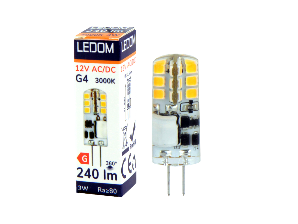 LED-lamp G4 3000K 3W 240lm 12V AC/DC 270 ° Silicium LITE