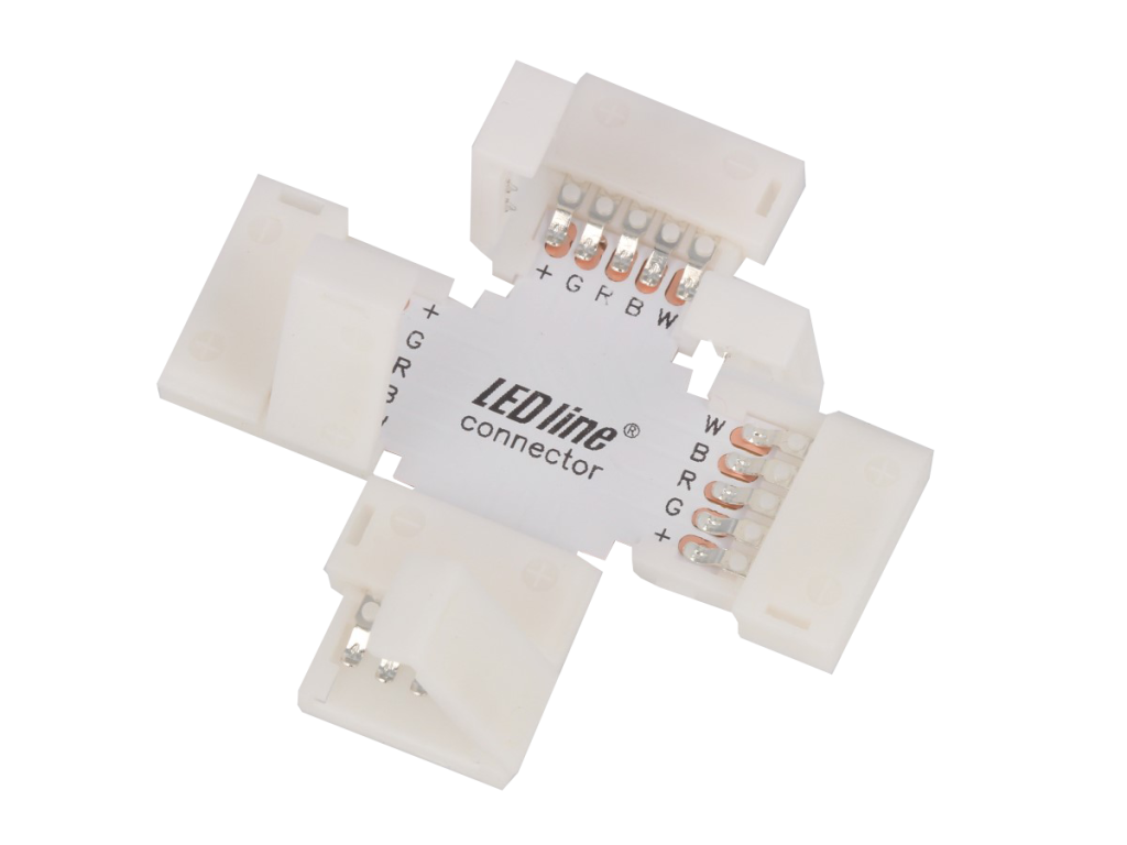 Hoekconnector voor LED strips CLICK CONNECTOR 12mm 5 pins kruis RGBW