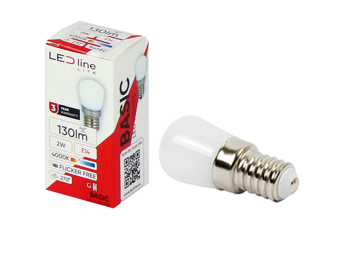 LED-lamp E14 4000K 2W 130lm 230V 270 ° T25 Tafelpc LITE