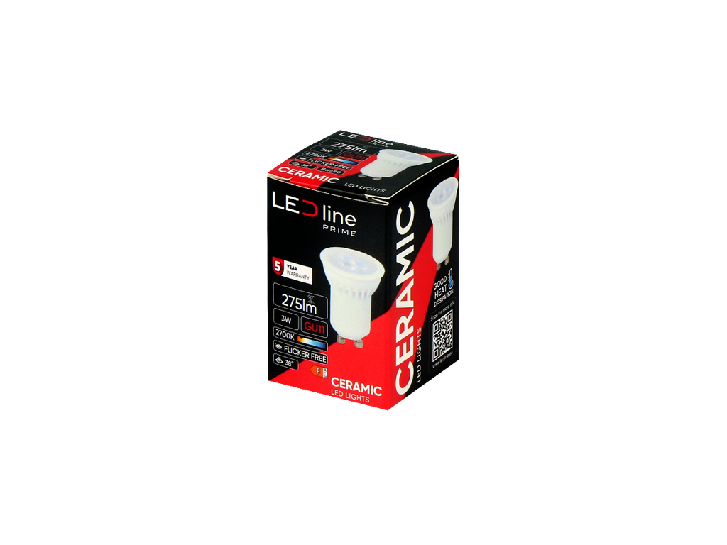 LED-lamp GU11 2700K 3W 330lm 230V 38° GU10 Keramiek PRIME