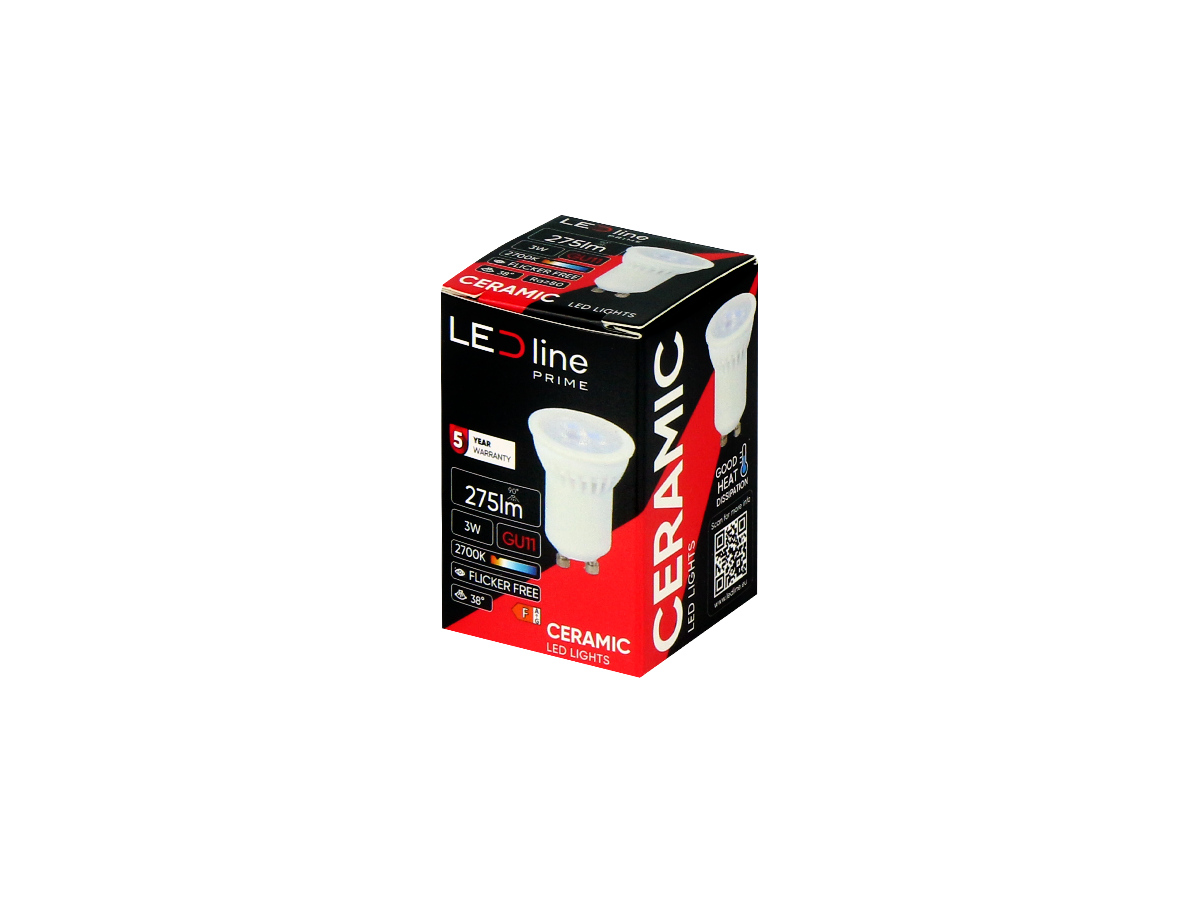 LED-lamp GU11 2700K 3W 330lm 230V 38° GU10 Keramiek PRIME