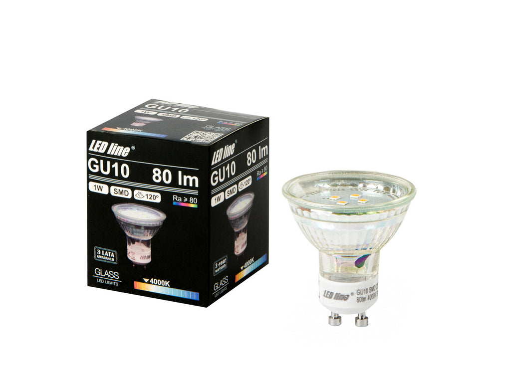 LED-lamp GU10 4000K 1W 80lm 230V 120 ° LITE glas