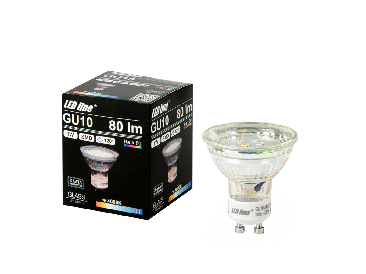 LED-lamp GU10 4000K 1W 80lm 230V 120 ° LITE glas