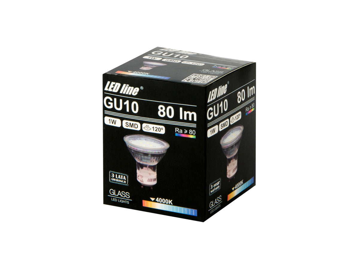 LED-lamp GU10 4000K 1W 80lm 230V 120 ° LITE glas