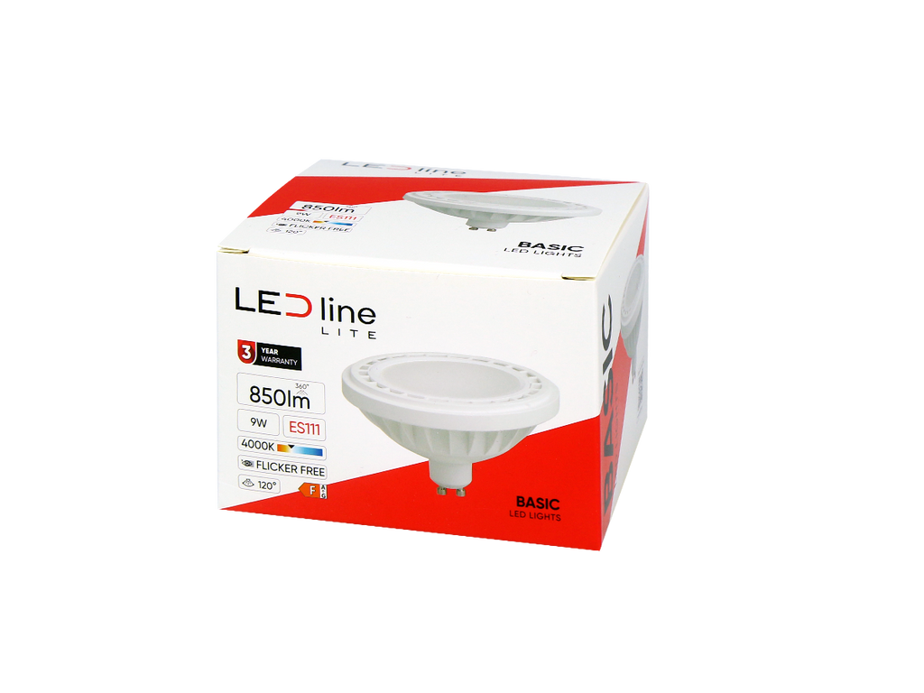LED line GU10 4000K 9W 850lm 230V 120° ES111/AR111 PC wit LITE