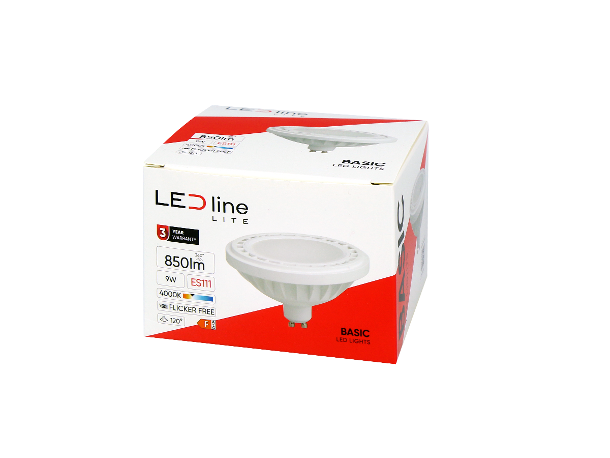 LED line GU10 4000K 9W 850lm 230V 120° ES111/AR111 PC wit LITE